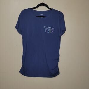 Sonoma Maternity Short Sleeve Shirt Sz L Graphic Tee Ruched Sides Crew Neck